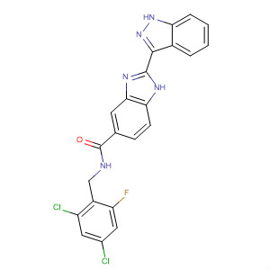 518356-77-9  1H-Benzimidazole-5-carboxamide,N-[(2,4-dichloro-6-fluorophenyl)methyl]-2-(1H-indazol-3-yl)-