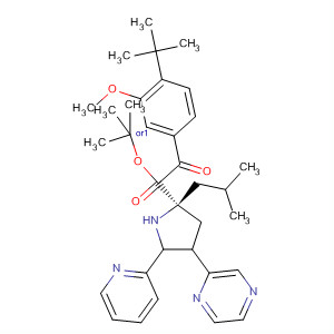 521958-01-0  L-Proline,1-[4-(1,1-dimethylethyl)-3-methoxybenzoyl]-2-(2-methylpropyl)-4-pyrazinyl-5-(2-pyridinyl)-, 1,1-dimethylethyl ester, (4R,5R)-