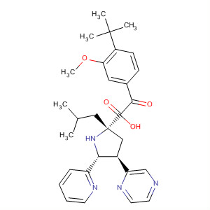 521958-13-4  L-Proline,1-[4-(1,1-dimethylethyl)-3-methoxybenzoyl]-2-(2-methylpropyl)-4-pyrazinyl-5-(2-pyridinyl)-, (4R,5R)-