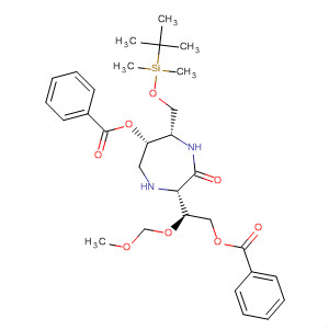 501954-63-8  2H-1,4-Diazepin-2-one,6-(benzoyloxy)-3-[(1S)-2-(benzoyloxy)-1-(methoxymethoxy)ethyl]-7-[[[(1,1-dimethylethyl)dimethylsilyl]oxy]methyl]hexahydro-, (3S,6S,7S)-