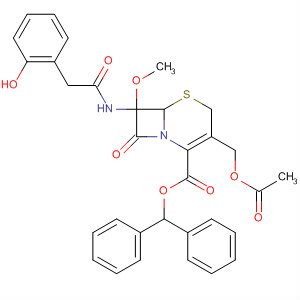 50268-89-8  5-Thia-1-azabicyclo[4.2.0]oct-2-ene-2-carboxylic acid,3-[(acetyloxy)methyl]-7-[(hydroxyphenylacetyl)amino]-7-methoxy-8-oxo-,diphenylmethyl ester, (6R)-
