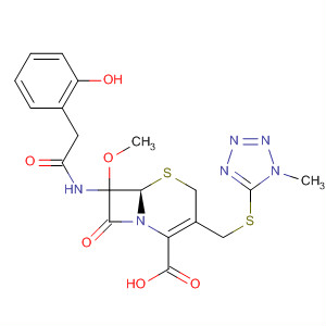 50269-03-9  5-Thia-1-azabicyclo[4.2.0]oct-2-ene-2-carboxylic acid,7-[(hydroxyphenylacetyl)amino]-7-methoxy-3-[[(1-methyl-1H-tetrazol-5-yl)thio]methyl]-8-oxo-, (6R)-