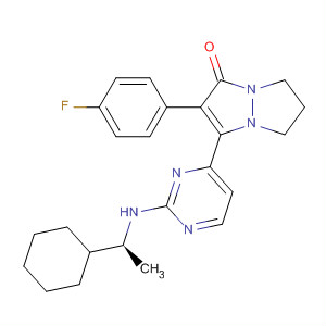 503072-06-8  1H,5H-Pyrazolo[1,2-a]pyrazol-1-one,3-[2-[[(1S)-1-cyclohexylethyl]amino]-4-pyrimidinyl]-2-(4-fluorophenyl)-6,7-dihydro-