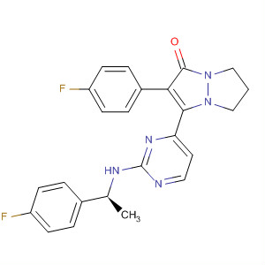 503072-22-8  1H,5H-Pyrazolo[1,2-a]pyrazol-1-one,2-(4-fluorophenyl)-3-[2-[[(1S)-1-(4-fluorophenyl)ethyl]amino]-4-pyrimidinyl]-6,7-dihydro-