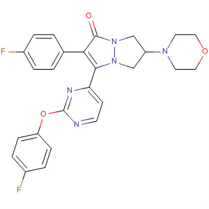 503072-53-5  1H,5H-Pyrazolo[1,2-a]pyrazol-1-one,3-[2-(4-fluorophenoxy)-4-pyrimidinyl]-2-(4-fluorophenyl)-6,7-dihydro-6-(4-morpholinyl)-