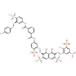 503448-04-2  2,7-Naphthalenedisulfonic acid,4-amino-5-hydroxy-6-[(2-hydroxy-5-nitro-3-sulfophenyl)azo]-3-[[5-[[3-[[[3-[(4-hydroxyphenyl)azo]-4-sulfophenyl]amino]carbonyl]benzoyl]amino]-2-sulfophenyl]azo]-