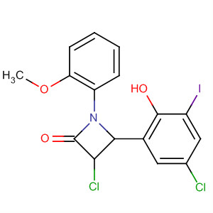 500551-61-1  2-Azetidinone,3-chloro-4-(5-chloro-2-hydroxy-3-iodophenyl)-1-(2-methoxyphenyl)-