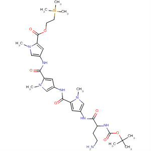 500701-40-6  1H-Pyrrole-2-carboxylic acid,4-[[[4-[[[4-[[(2R)-4-amino-2-[[(1,1-dimethylethoxy)carbonyl]amino]-1-oxobutyl]amino]-1-methyl-1H-pyrrol-2-yl]carbonyl]amino]-1-methyl-1H-pyrrol-2-yl]carbonyl]amino]-1-methyl-, 2-(trimethylsilyl)ethyl ester