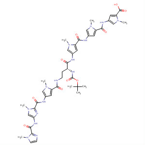 500701-45-1  1H-Pyrrole-2-carboxylic acid,4-[[[4-[[[4-[[(2R)-2-[[(1,1-dimethylethoxy)carbonyl]amino]-4-[[[1-methyl-4-[[[1-methyl-4-[[(1-methyl-1H-imidazol-2-yl)carbonyl]amino]-1H-imidazol-2-yl]carbonyl]amino]-1H-pyrrol-2-yl]carbonyl]amino]-1-oxobutyl]amino]-1-methyl-1