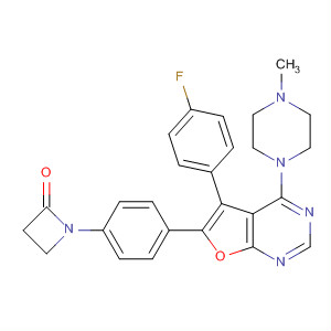 500712-70-9  2-Azetidinone,1-[4-[5-(4-fluorophenyl)-4-(4-methyl-1-piperazinyl)furo[2,3-d]pyrimidin-6-yl]phenyl]-