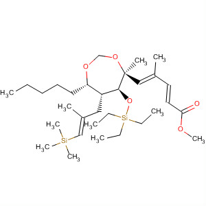 500795-39-1  2,4-Pentadienoic acid,4-methyl-5-[(4S,5S,6R,7S)-4-methyl-6-[(2E)-2-methyl-3-(trimethylsilyl)-2-propenyl]-7-pentyl-5-[(triethylsilyl)oxy]-1,3-dioxepan-4-yl]-, methyl ester,(2E,4E)-