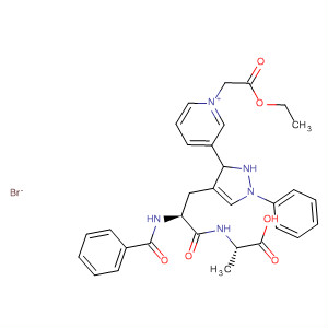 501029-08-9  L-Alanine,N-benzoyl-2,3-didehydro-3-[3-[1-(2-ethoxy-2-oxoethyl)pyridinium-3-yl]-1-phenyl-1H-pyrazol-4-yl]alanyl-, bromide