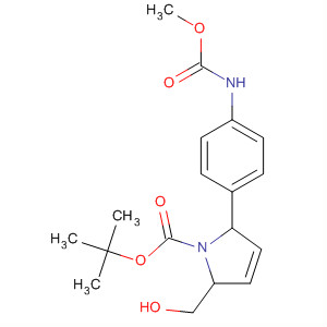 501096-29-3  1H-Pyrrole-1-carboxylic acid,2,5-dihydro-2-(hydroxymethyl)-5-[4-[(methoxycarbonyl)amino]phenyl]-,1,1-dimethylethyl ester, (2S,5R)-