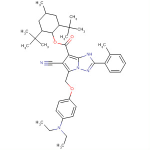 501120-80-5  1H-Pyrrolo[1,2-b][1,2,4]triazole-7-carboxylic acid,6-cyano-5-[[4-(diethylamino)phenyl]hydroxymethyl]-2-(2-methylphenyl)-,2,6-bis(1,1-dimethylethyl)-4-methylcyclohexyl ester