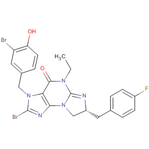 501430-41-7  3H-Imidazo[2,1-b]purin-4(5H)-one,2-bromo-3-[(3-bromo-4-hydroxyphenyl)methyl]-5-ethyl-7-[(4-fluorophenyl)methyl]-7,8-dihydro-, (7R)-