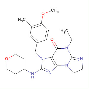 501430-88-2  3H-Imidazo[2,1-b]purin-4(5H)-one,5-ethyl-7,8-dihydro-3-[(4-methoxy-3-methylphenyl)methyl]-2-[(tetrahydro-2H-pyran-4-yl)amino]-