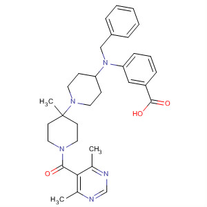 501446-11-3  Benzoic acid,3-[[1'-[(4,6-dimethyl-5-pyrimidinyl)carbonyl]-4'-methyl[1,4'-bipiperidin]-4-yl](phenylmethyl)amino]-