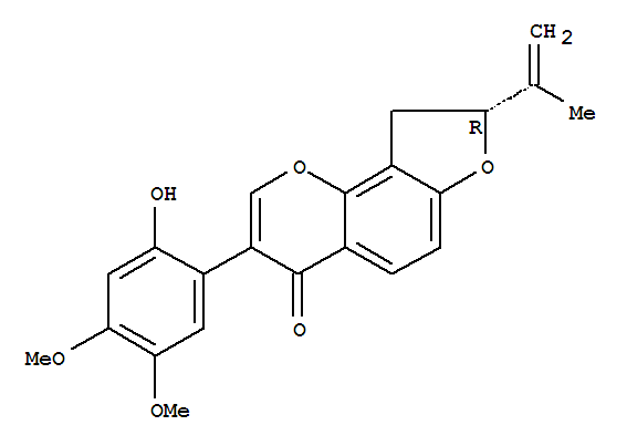 50657-32-4  4H-Furo[2,3-h]-1-benzopyran-4-one,8,9-dihydro-3-(2-hydroxy-4,5-dimethoxyphenyl)-8-(1-methylethenyl)-, (8R)-