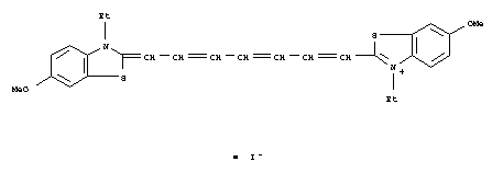 53060-62-1  Benzothiazolium,3-ethyl-2-[7-(3-ethyl-6-methoxy-2(3H)-benzothiazolylidene)-1,3,5-heptatrien-1-yl]-6-methoxy-,iodide (1:1)