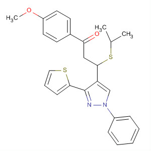 694436-28-7  1-Propanone,1-(4-methoxyphenyl)-3-[(1-methylethyl)thio]-3-[1-phenyl-3-(2-thienyl)-1H-pyrazol-4-yl]-