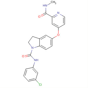 694496-87-2  1H-Indole-1-carboxamide,N-(3-chlorophenyl)-2,3-dihydro-5-[[2-[(methylamino)carbonyl]-4-pyridinyl]oxy]-