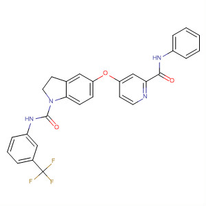 694497-79-5  1H-Indole-1-carboxamide,2,3-dihydro-5-[[2-[(phenylamino)carbonyl]-4-pyridinyl]oxy]-N-[3-(trifluoromethyl)phenyl]-
