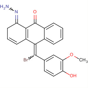 69545-08-0  9(10H)-Anthracenone,10-[bromo(4-hydroxy-3-methoxyphenyl)methylene]-, hydrazone