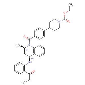 679806-69-0  1-Piperidinecarboxylic acid,4-[4-[[(2R,4S)-3,4-dihydro-2-methyl-4-[(1-oxopropyl)phenylamino]-1(2H)-quinolinyl]carbonyl]phenyl]-, ethyl ester, rel-