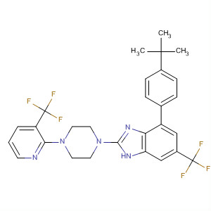 683245-33-2  1H-Benzimidazole,4-[4-(1,1-dimethylethyl)phenyl]-6-(trifluoromethyl)-2-[4-[3-(trifluoromethyl)-2-pyridinyl]-1-piperazinyl]-