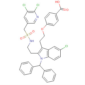 683812-82-0  Benzoic acid,4-[2-[5-chloro-2-[2-[[[(5,6-dichloro-3-pyridinyl)methyl]sulfonyl]amino]ethyl]-1-(diphenylmethyl)-1H-indol-3-yl]ethoxy]-