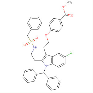 683812-86-4  Benzoic acid,4-[2-[5-chloro-1-(diphenylmethyl)-2-[2-[[(phenylmethyl)sulfonyl]amino]ethyl]-1H-indol-3-yl]ethoxy]-, methyl ester