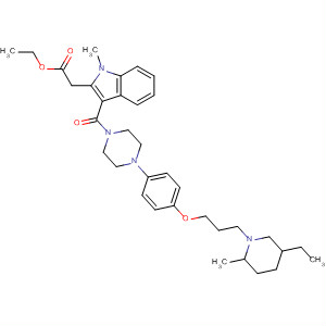 684244-85-7  1H-Indole-2-acetic acid,3-[[4-[4-[3-(5-ethyl-2-methyl-1-piperidinyl)propoxy]phenyl]-1-piperazinyl]carbonyl]-1-methyl-, ethyl ester