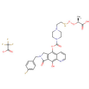 684286-65-5  1-Piperazinecarboxylic acid,4-[2-[[(1S)-1-carboxyethoxy]hydroxyphosphinyl]ethyl]-,7-[(4-fluorophenyl)methyl]-7,8-dihydro-9-hydroxy-8-oxo-6H-pyrrolo[3,4-g]quinolin-5-yl ester, mono(trifluoroacetate) (salt)