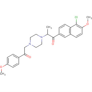 685137-86-4  1-Propanone,1-(5-chloro-6-methoxy-2-naphthalenyl)-2-[4-[2-(4-methoxyphenyl)-2-oxoethyl]-1-piperazinyl]-