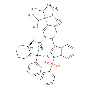 685568-33-6  1(2H)-Pyridinecarboxylic acid,3,4-dihydro-4-oxo-2-[1-(phenylsulfonyl)-1H-indol-3-yl]-5-[tris(1-methylethyl)silyl]-, (1R,2S)-2-(1-methyl-1-phenylethyl)cyclohexyl ester, (2S)-rel-