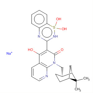 686264-07-3  1,8-Naphthyridin-2(1H)-one,1-[[(1S,2R,5S)-6,6-dimethylbicyclo[3.1.1]hept-2-yl]methyl]-3-(1,1-dioxido-2H-1,2,4-benzothiadiazin-3-yl)-4-hydroxy-, monosodium salt