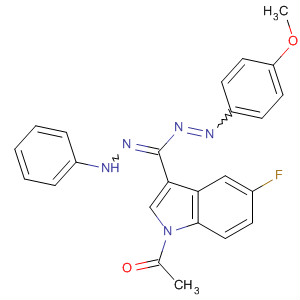 68742-38-1  1H-Indole,1-acetyl-5-fluoro-3-[[(4-methoxyphenyl)azo](phenylhydrazono)methyl]-