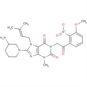 668270-28-8  1H-Purine-2,6-dione,8-(3-amino-1-piperidinyl)-3,7-dihydro-1-[2-(3-methoxy-2-nitrophenyl)-2-oxoethyl]-3-methyl-7-(3-methyl-2-butenyl)-