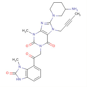 668270-54-0  1H-Purine-2,6-dione,8-(3-amino-1-piperidinyl)-7-(2-butynyl)-1-[2-(2,3-dihydro-3-methyl-2-oxo-1H-benzimidazol-4-yl)-2-oxoethyl]-3,7-dihydro-3-methyl-