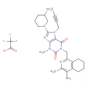 668271-02-1  1H-Purine-2,6-dione,8-(3-amino-1-piperidinyl)-7-(2-butynyl)-3,7-dihydro-3-methyl-1-[(5,6,7,8-tetrahydro-3,4-dimethyl-1-isoquinolinyl)methyl]-, trifluoroacetate