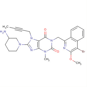 668271-11-2  1H-Purine-2,6-dione,8-(3-amino-1-piperidinyl)-1-[(4-bromo-3-methoxy-1-isoquinolinyl)methyl]-7-(2-butynyl)-3,7-dihydro-3-methyl-