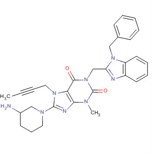 668271-22-5  1H-Purine-2,6-dione,8-(3-amino-1-piperidinyl)-7-(2-butynyl)-3,7-dihydro-3-methyl-1-[[1-(phenylmethyl)-1H-benzimidazol-2-yl]methyl]-
