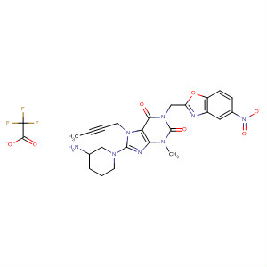 668271-26-9  1H-Purine-2,6-dione,8-(3-amino-1-piperidinyl)-7-(2-butynyl)-3,7-dihydro-3-methyl-1-[(5-nitro-2-benzoxazolyl)methyl]-, trifluoroacetate