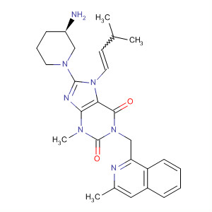 668271-27-0  1H-Purine-2,6-dione,8-[(3R)-3-amino-1-piperidinyl]-3,7-dihydro-3-methyl-7-(3-methyl-1-butenyl)-1-[(3-methyl-1-isoquinolinyl)methyl]-