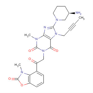 668271-36-1  1H-Purine-2,6-dione,8-[(3R)-3-amino-1-piperidinyl]-7-(2-butynyl)-1-[2-(2,3-dihydro-3-methyl-2-oxo-4-benzoxazolyl)-2-oxoethyl]-3,7-dihydro-3-methyl-
