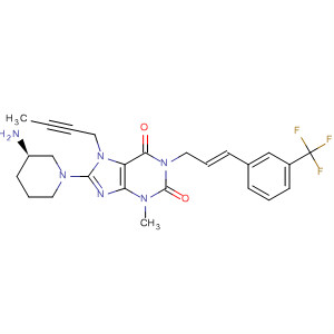 668271-41-8  1H-Purine-2,6-dione,8-[(3R)-3-amino-1-piperidinyl]-7-(2-butynyl)-3,7-dihydro-3-methyl-1-[(2E)-3-[3-(trifluoromethyl)phenyl]-2-propenyl]-