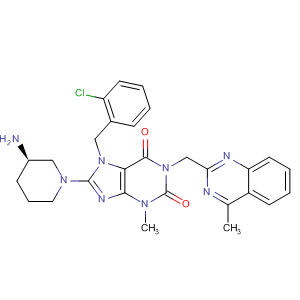 668271-74-7  1H-Purine-2,6-dione,8-[(3R)-3-amino-1-piperidinyl]-7-[(2-chlorophenyl)methyl]-3,7-dihydro-3-methyl-1-[(4-methyl-2-quinazolinyl)methyl]-