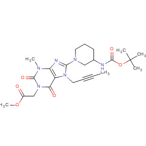 668274-18-8  1H-Purine-1-acetic acid,7-(2-butynyl)-8-[3-[[(1,1-dimethylethoxy)carbonyl]amino]-1-piperidinyl]-2,3,6,7-tetrahydro-3-methyl-2,6-dioxo-, methyl ester