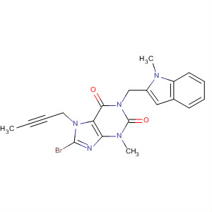 668275-32-9  1H-Purine-2,6-dione,8-bromo-7-(2-butynyl)-3,7-dihydro-3-methyl-1-[(1-methyl-1H-indol-2-yl)methyl]-