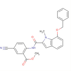 668969-03-7  Benzoic acid,5-cyano-2-[[[1-methyl-7-(phenylmethoxy)-1H-indol-2-yl]carbonyl]amino]-,methyl ester